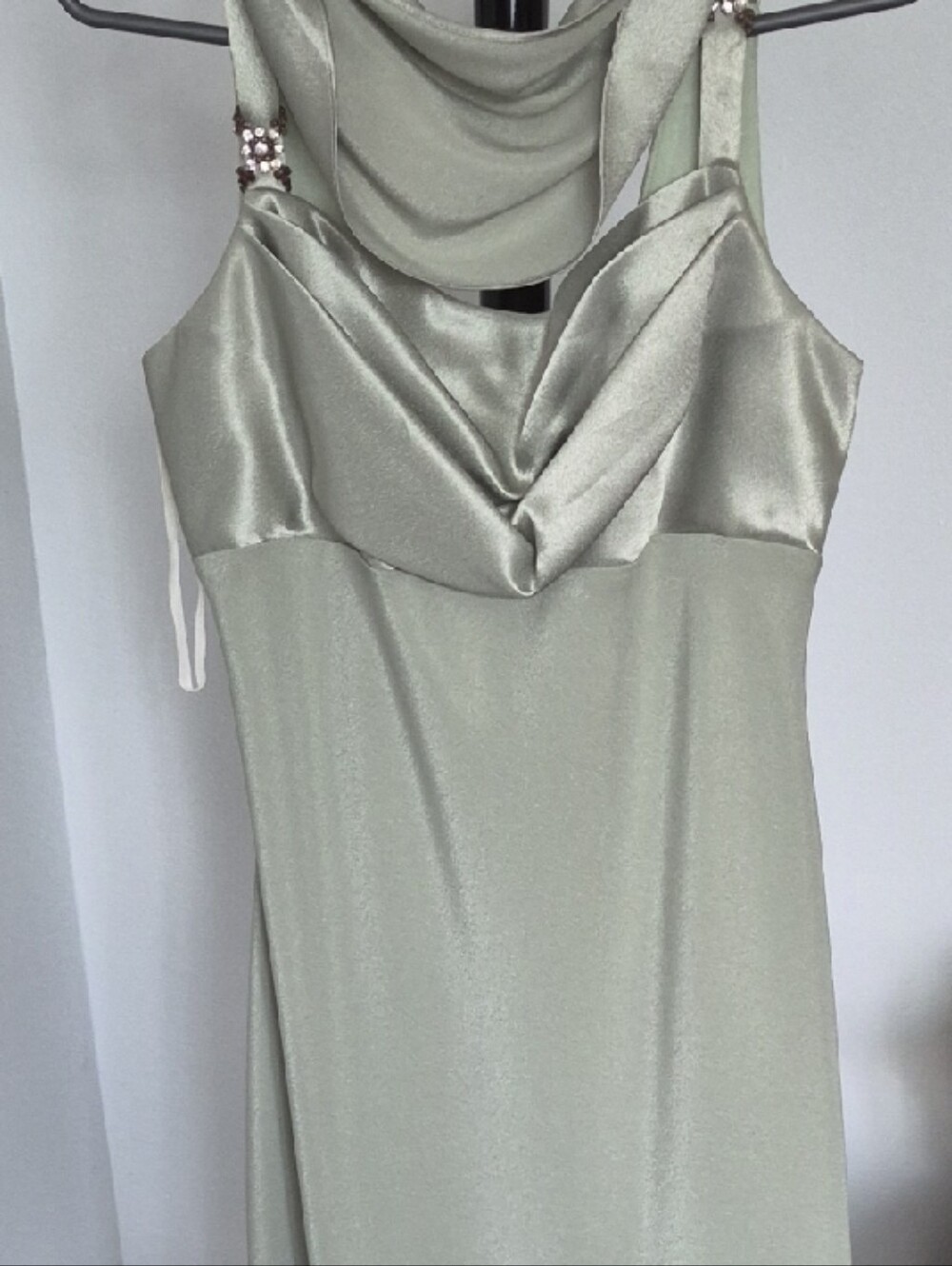 Aspeed Sage Green Satin Cowl Neck Maxi Dress